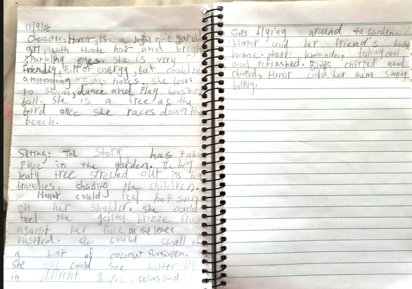 Later writing sample from the same Year 2 student
